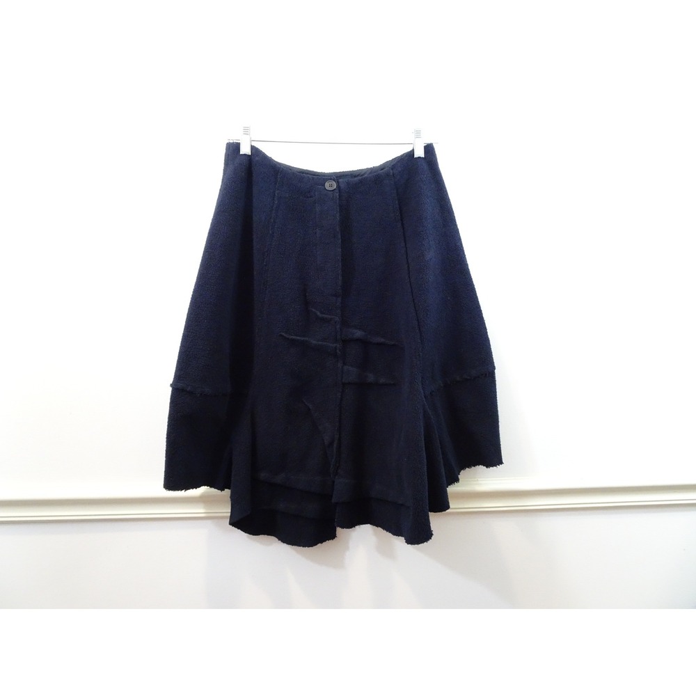 Rundholz Dip Navy Blue Deconstructed Asymmetrical Raw Edge Skirt Avant Garde
